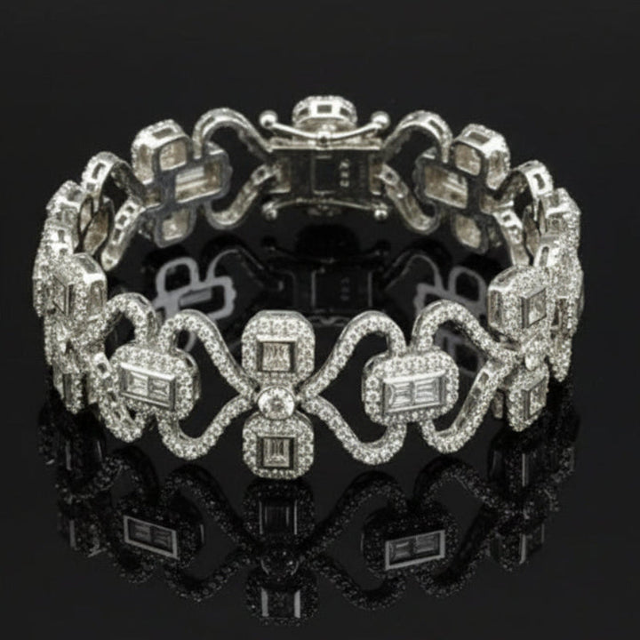 Designer AV 7.05cttw Diamond 14K White Gold Bracelet