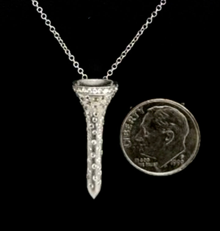 The Champion .28 cttw "Mini" Diamond Golf Tee 14K White Gold Brooch/Pendant (Limited Edition) 15444 Length 1"