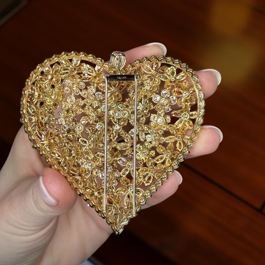 Estate of Sultan of Brunei-Graff Depose 64.55cttw Natural Fancy Yellow, Pink, Green, White Diamond and 18K White & Yellow Gold Pendant Brooch - One Of A Kind.
