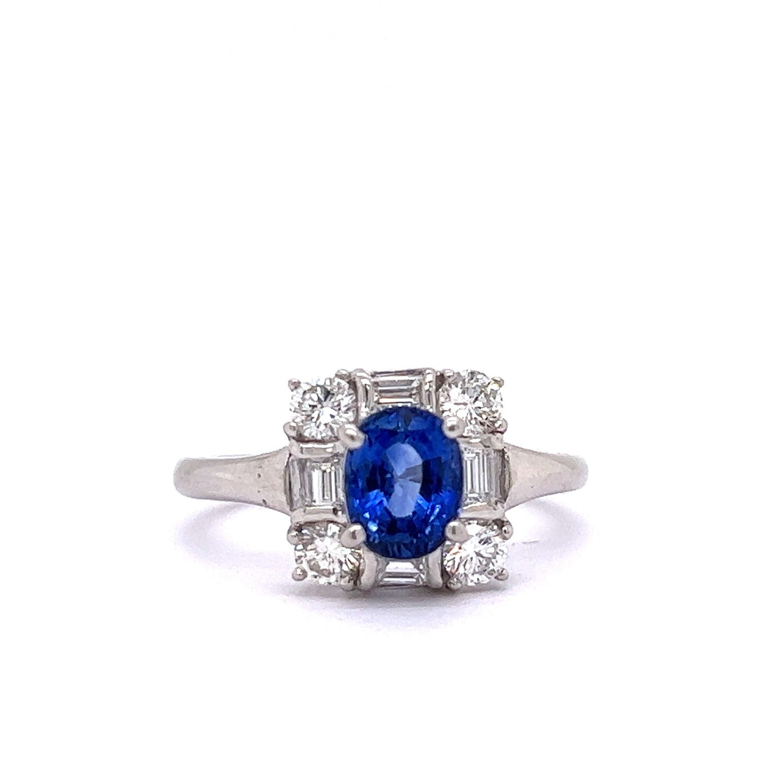 Estate Fine Sapphire Diamond and Platinum Ring