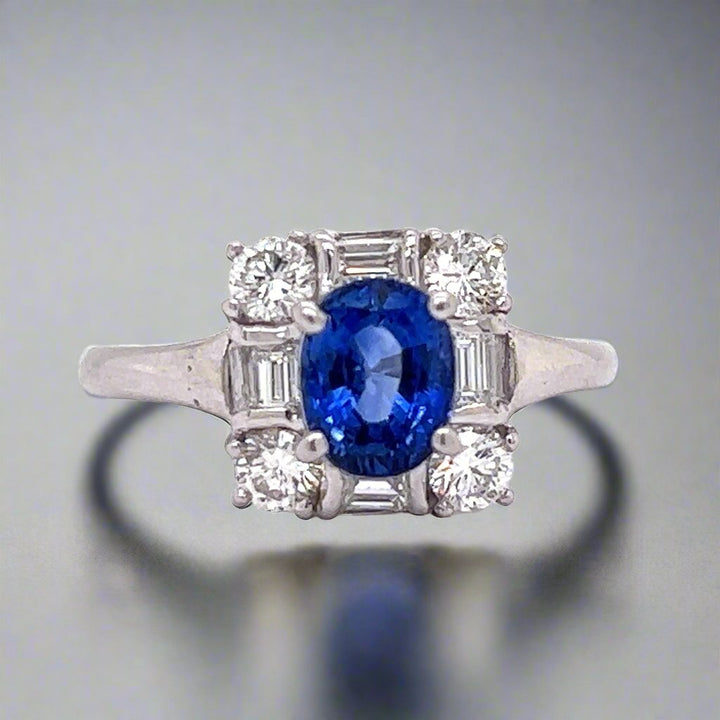 Estate Fine Sapphire Diamond and Platinum Ring