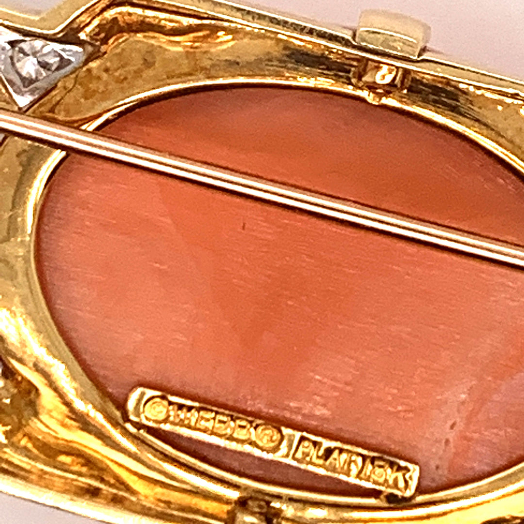 David Webb Coral, Emerald, Diamond and Lapis Lazuli Brooch