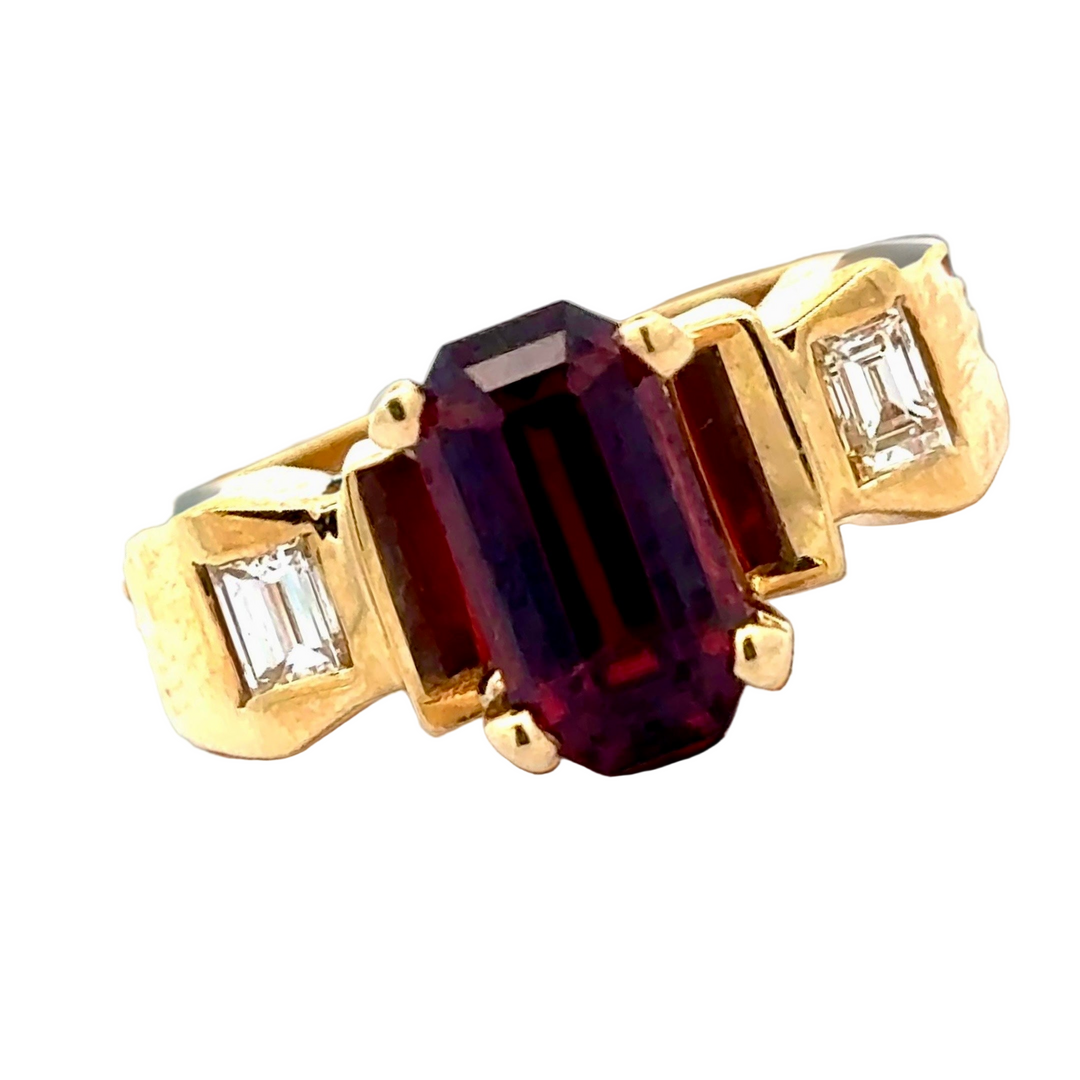 Estate 2.90 ct Garnet Diamond 14K YG Ring 15502