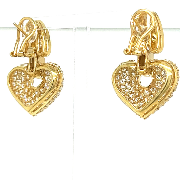 6.00 cttw Diamond Heart and 18K yellow Gold Earrings