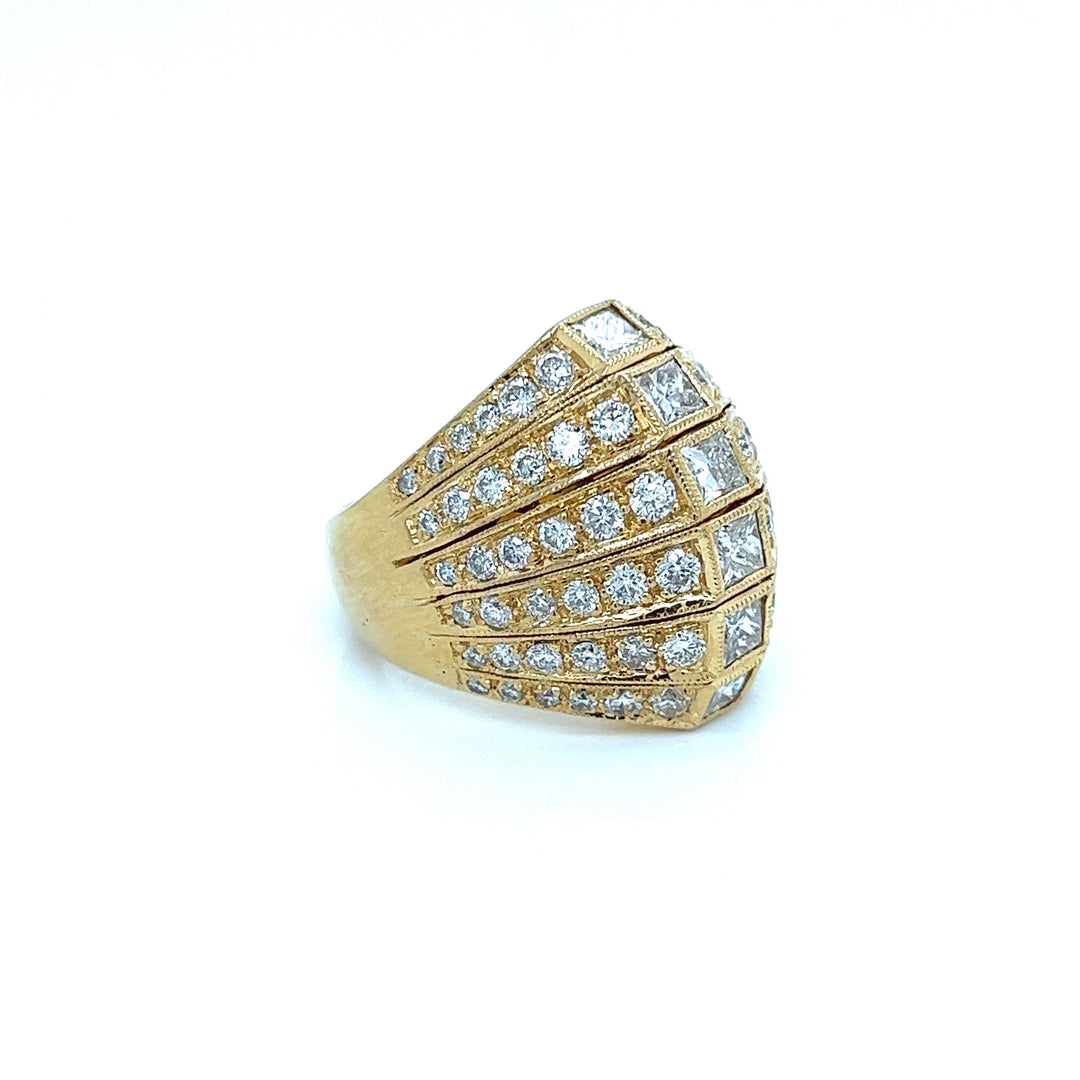 Bold Diamond and 18K Yellow Gold Ring