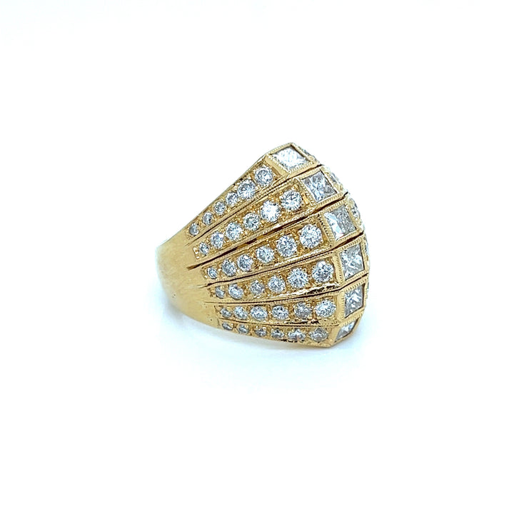 Bold Diamond and 18K Yellow Gold Ring