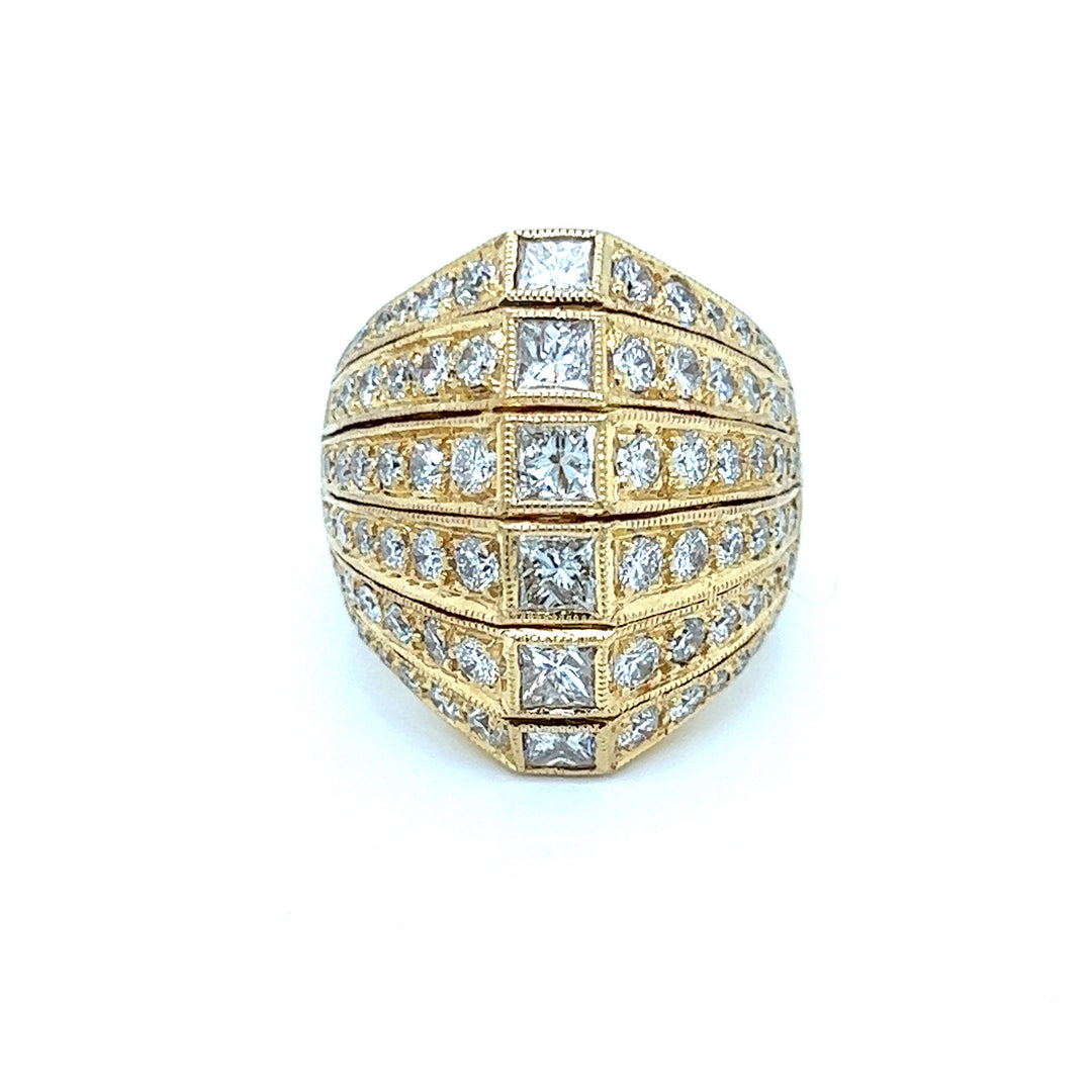 Bold Diamond and 18K Yellow Gold Ring