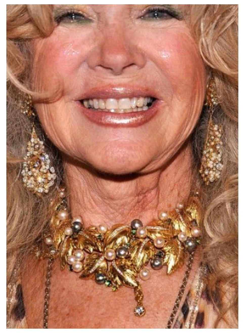Estate Of Hollywood Actress Connie Stevens Chaumet Paris Diamond Pearl and Tourmaline 18K Yellow Gold Necklace