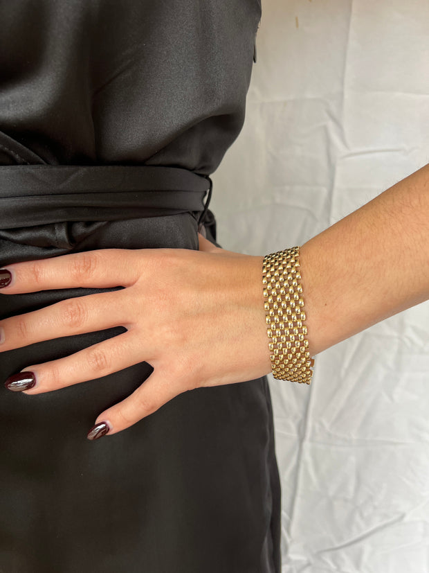 Vintage Italian 14K Yellow Gold Wide  Bracelet