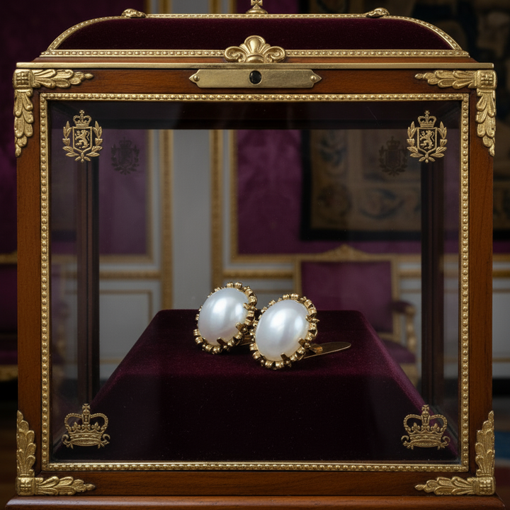 Bold 25.00 cttw Moonstone and 18K Yellow Gold Cuff Links