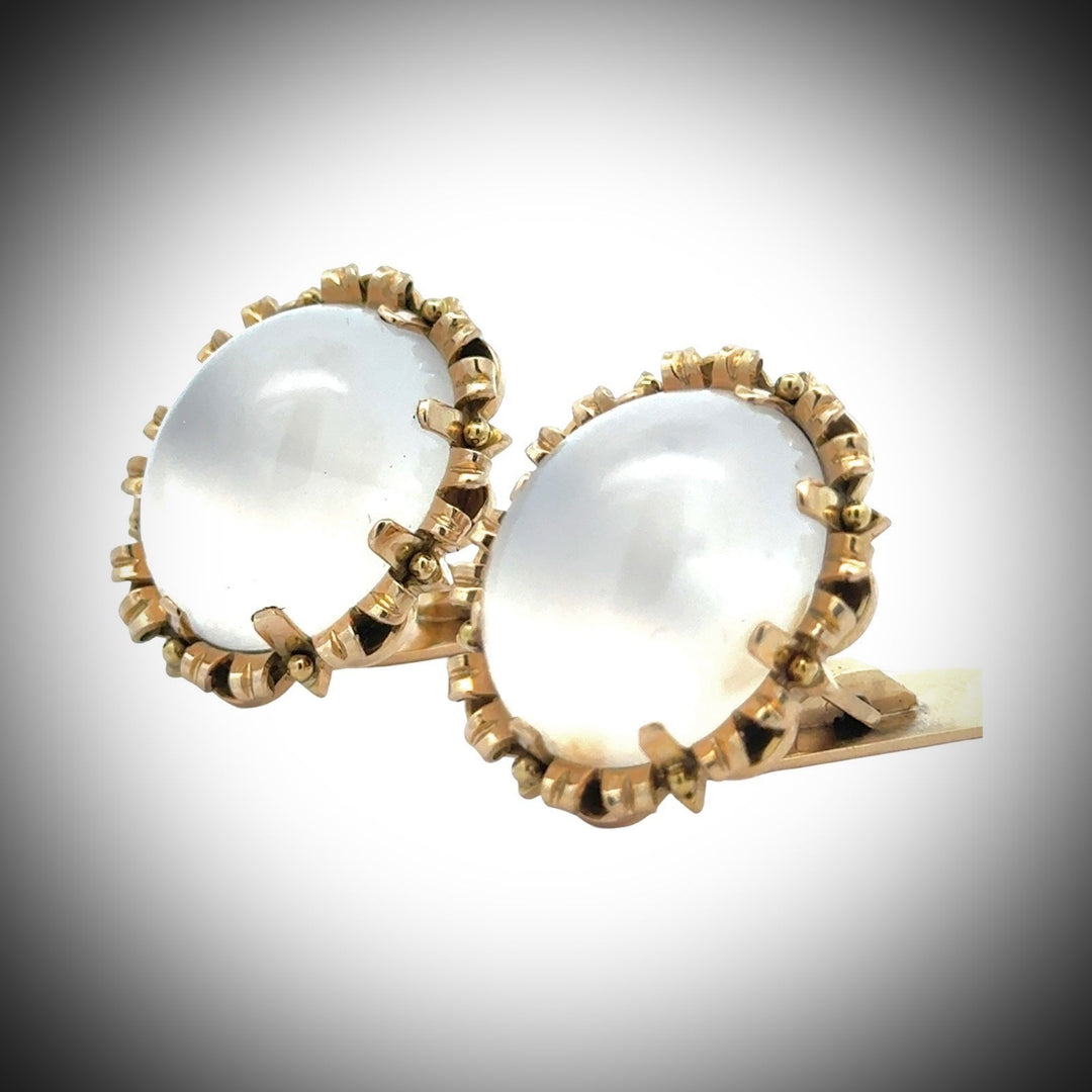 Bold 25.00 cttw Moonstone and 18K Yellow Gold Cuff Links