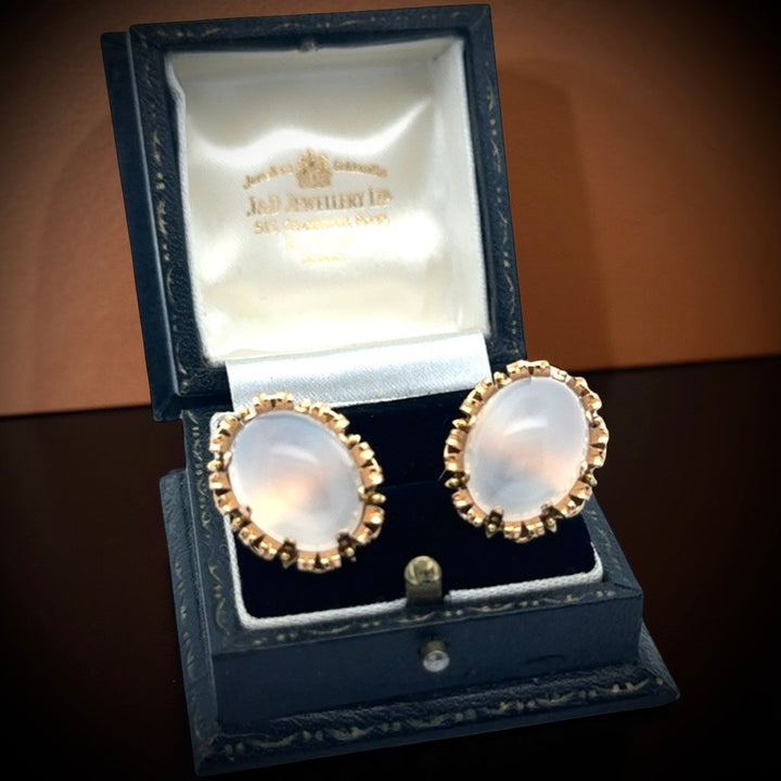 Bold 25.00 cttw Moonstone and 18K Yellow Gold Cuff Links