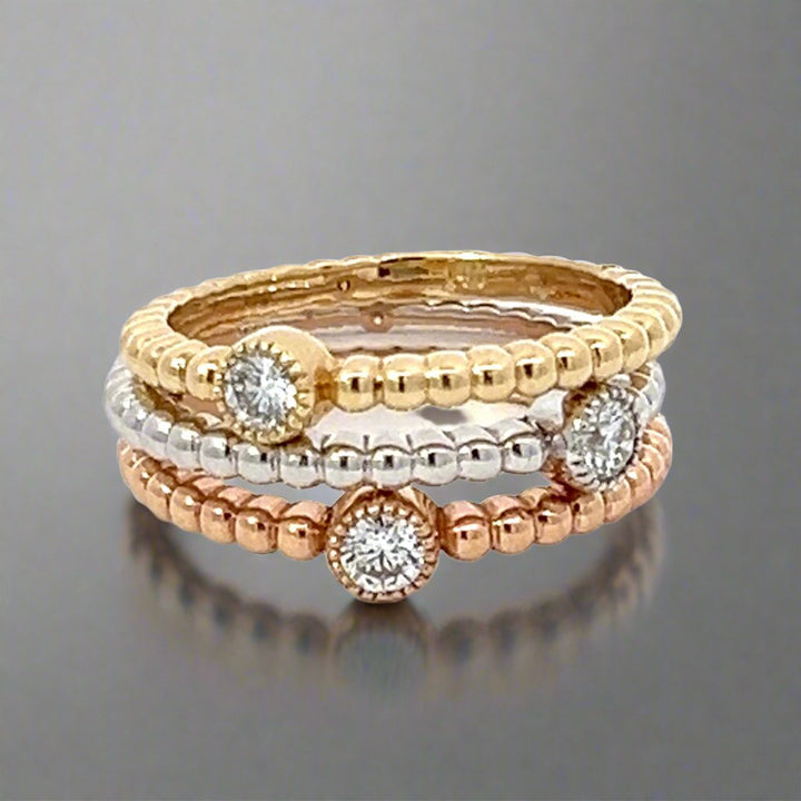 Set of Three Bezel Stack Ring