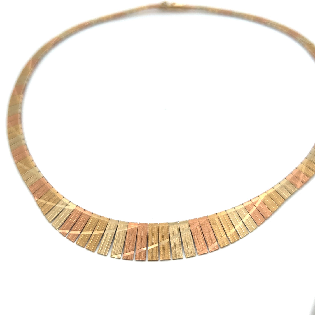 Italian 14K Tri Color Gold Vintage Necklace