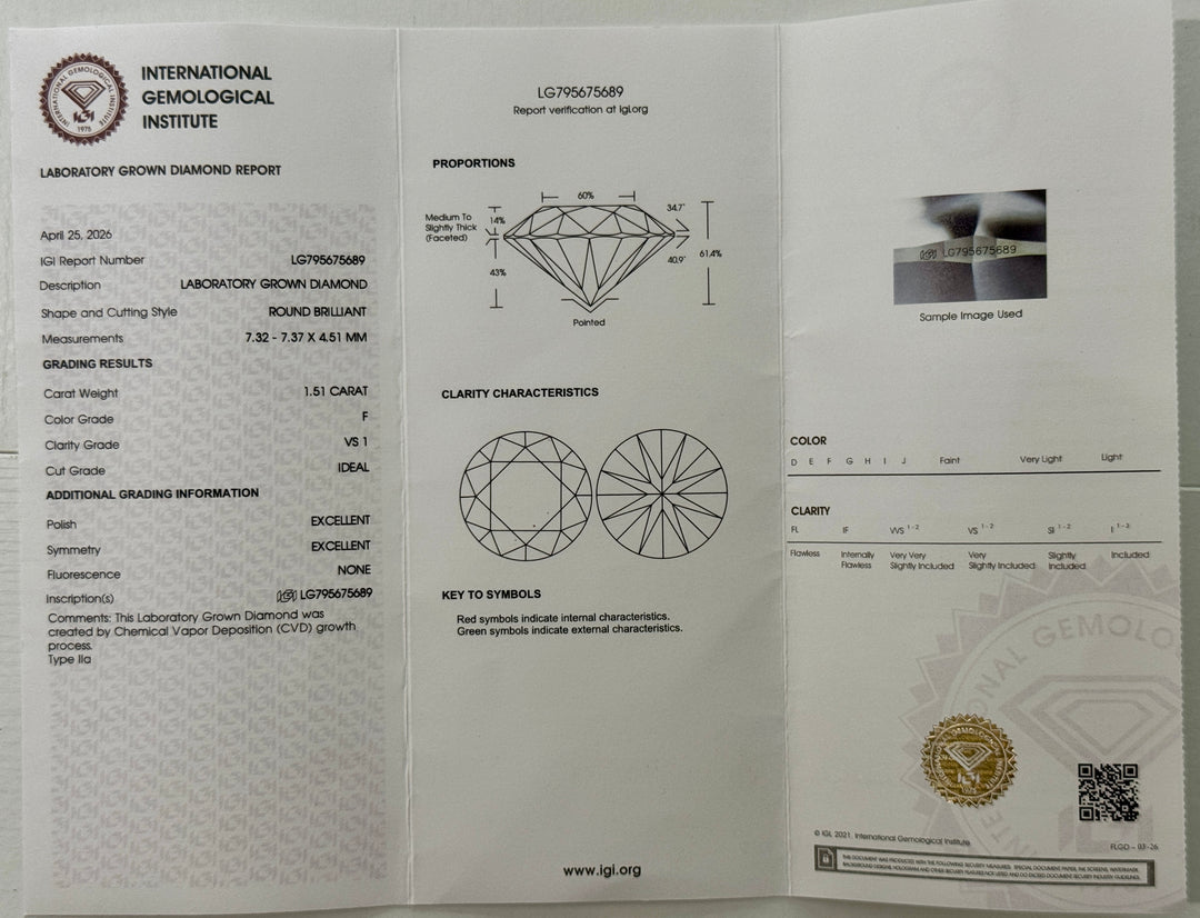 Certified 3 Carat 18K White Gold Lab Grown Diamond Stud Earrings