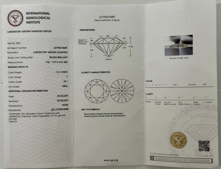 Certified 3 Carat 18K White Gold Lab Grown Diamond Stud Earrings