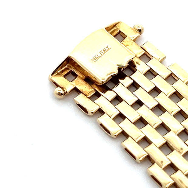 Vintage Italian 14K Yellow Gold Wide  Bracelet