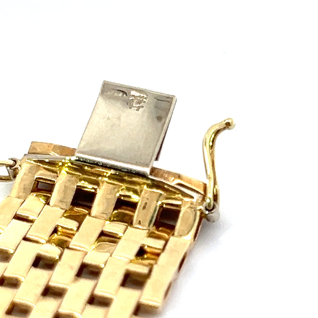 Vintage Italian 14K Yellow Gold Wide  Bracelet