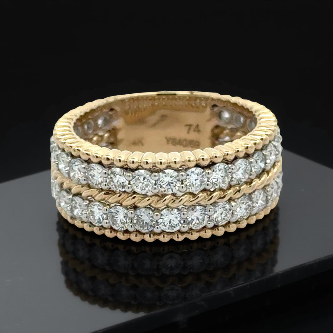 Two Row Estate 14K Gold and Diamond  Ring