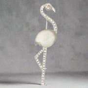 Diamond, Crystal and 18k White Gold Flamingo Brooch