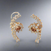 Retro Diamond and 14K Gold Spiral Earrings