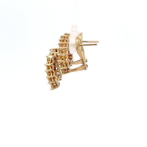 Retro Diamond and 14K Gold Spiral Earrings