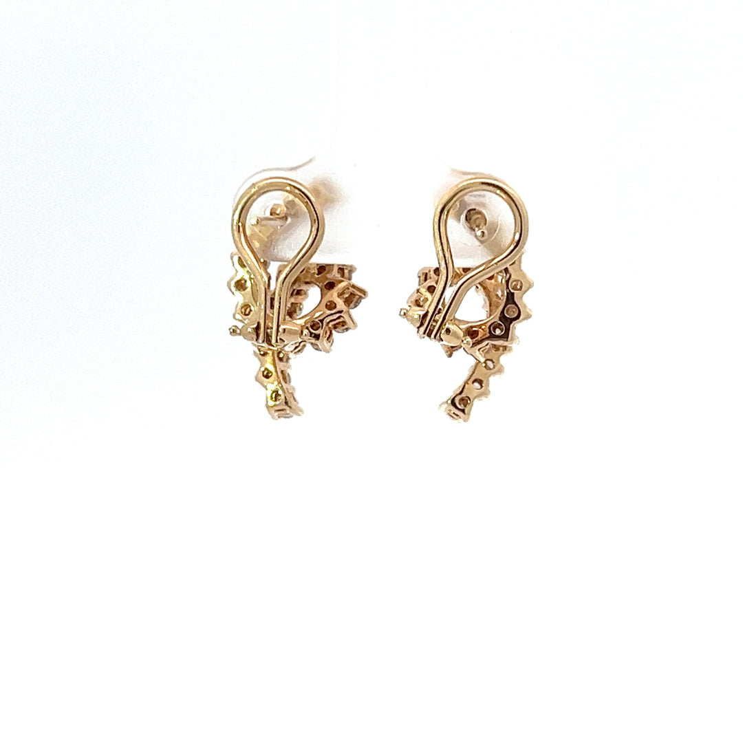 Retro Diamond and 14K Gold Spiral Earrings
