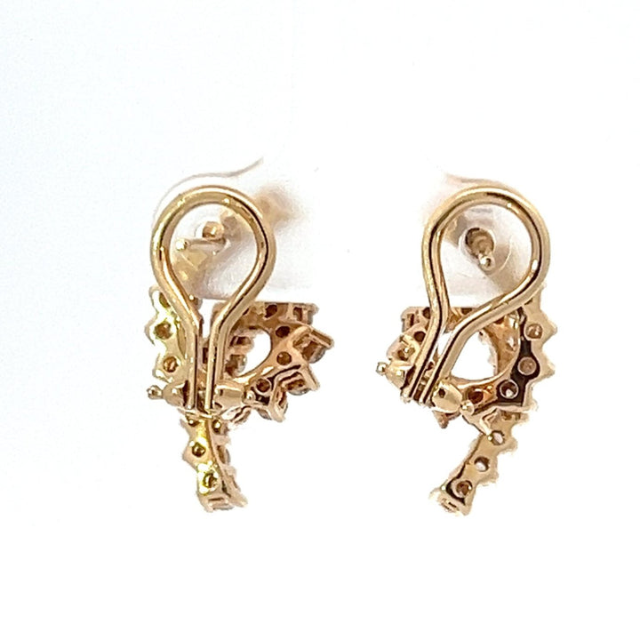 Retro Diamond and 14K Gold Spiral Earrings