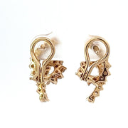 Retro Diamond and 14K Gold Spiral Earrings