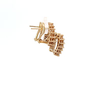 Retro Diamond and 14K Gold Spiral Earrings
