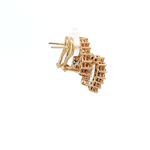 Retro Diamond and 14K Gold Spiral Earrings