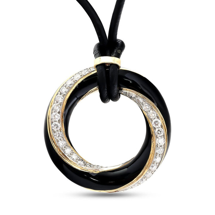 David Webb Diamond and Enamel 18K Yellow Gold and Platinum Necklace
