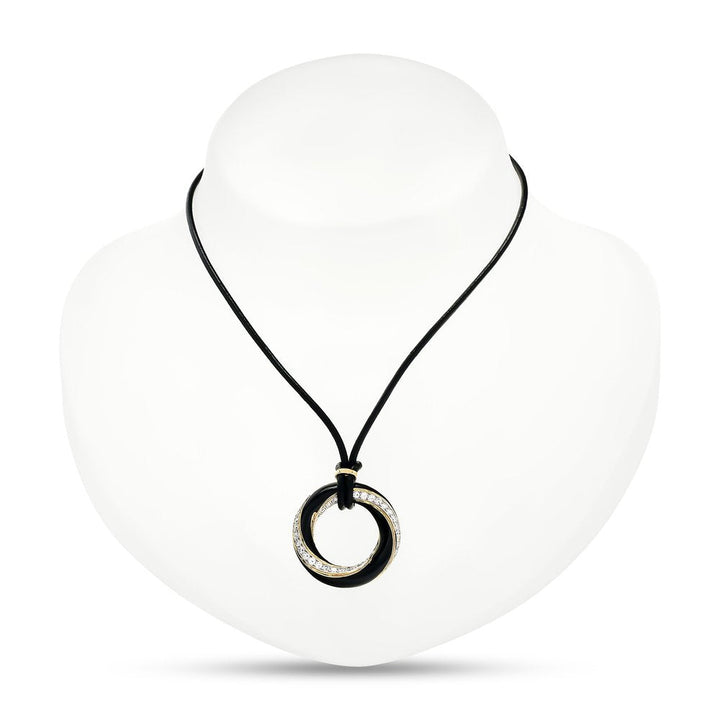 David Webb Diamond and Enamel 18K Yellow Gold and Platinum Necklace