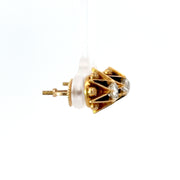 Antique .80 ctw Old Mine Cut Diamonds in 14K Yellow Gold and Enamel Star Stud Earrings