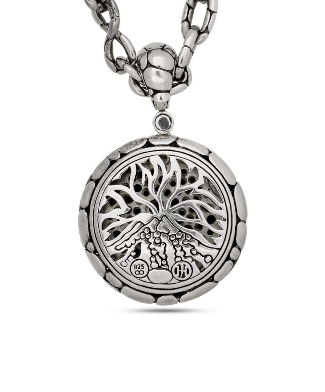 John Hardy Kali Lava Sterling Silver Black Sapphire Pendant/Chain Necklace