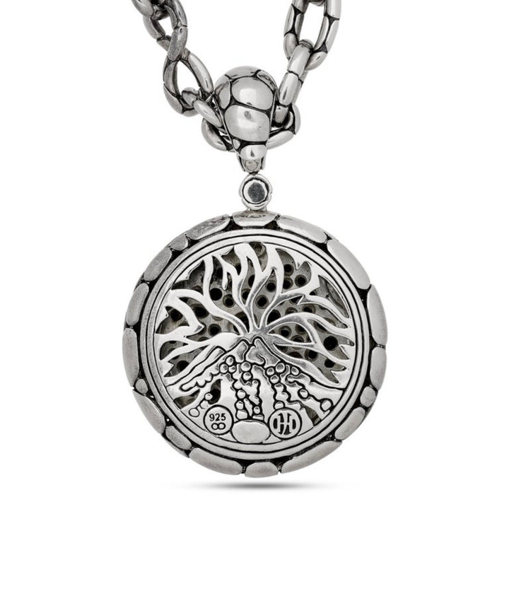 John Hardy Kali Lava Sterling Silver Black Sapphire Pendant/Chain Necklace