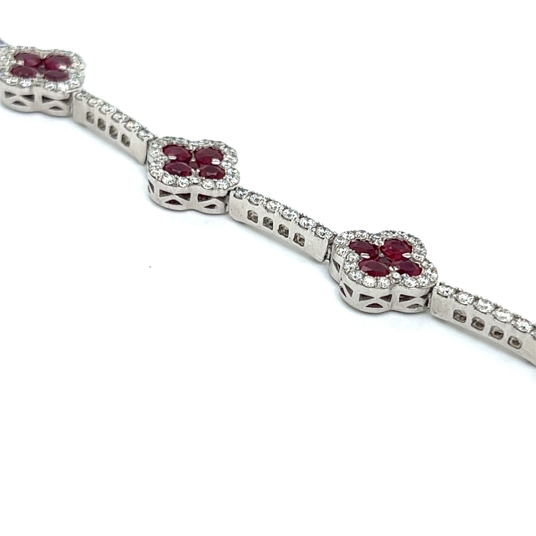 Ruby and Diamond Clover Bracelet