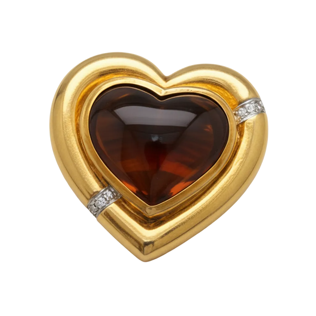 Tiffany & Co Paloma Picasso Citrine, Diamond and 18K Yellow Gold Heart Brooch