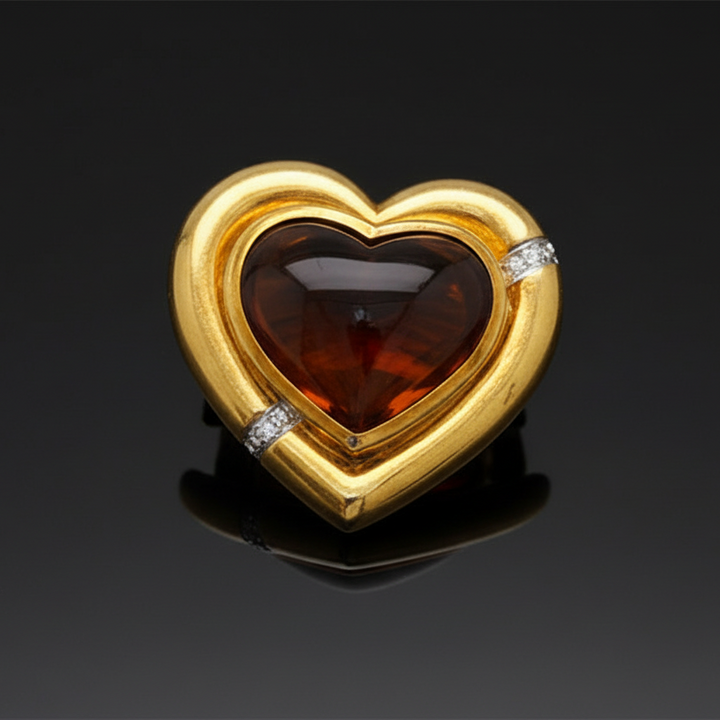 Tiffany & Co Paloma Picasso Citrine, Diamond and 18K Yellow Gold Heart Brooch