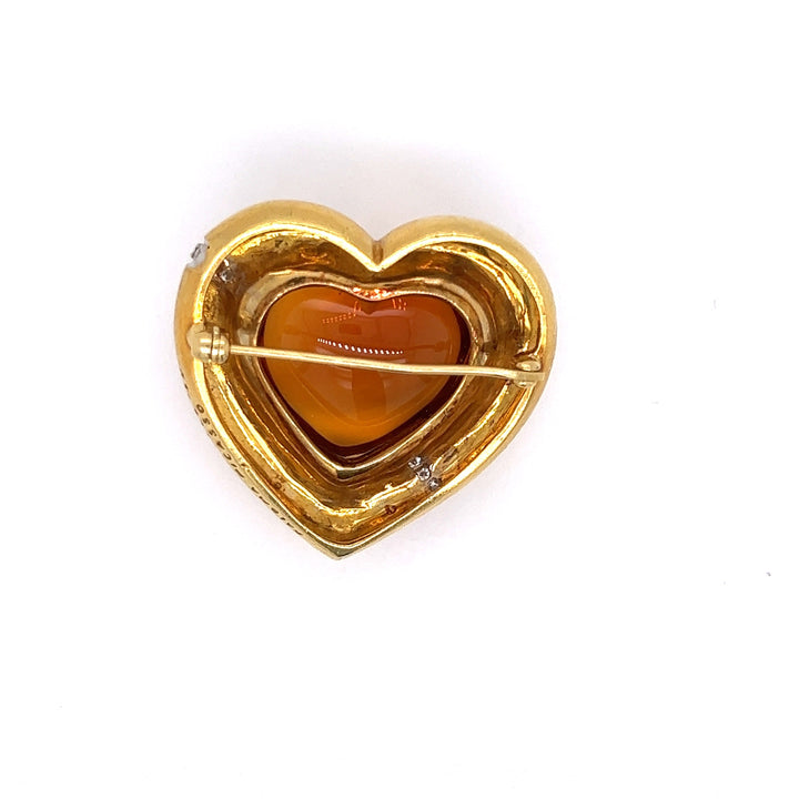Tiffany & Co Paloma Picasso Citrine, Diamond and 18K Yellow Gold Heart Brooch