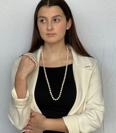 Set of Two Nesting Japanese Akoya Cultured Pearl Necklace