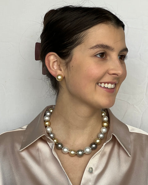 Estate Damiani South Sea Multi Color Pearl Earrings and Necklace
