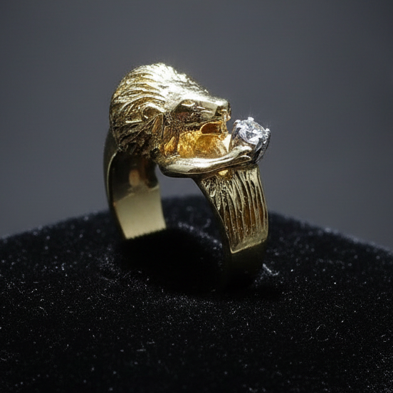 Lion Diamond 18K Yellow Gold Ring