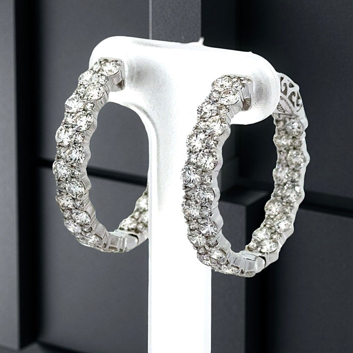 Double Row Inside/Outside Diamond 14Kt White Gold Earring