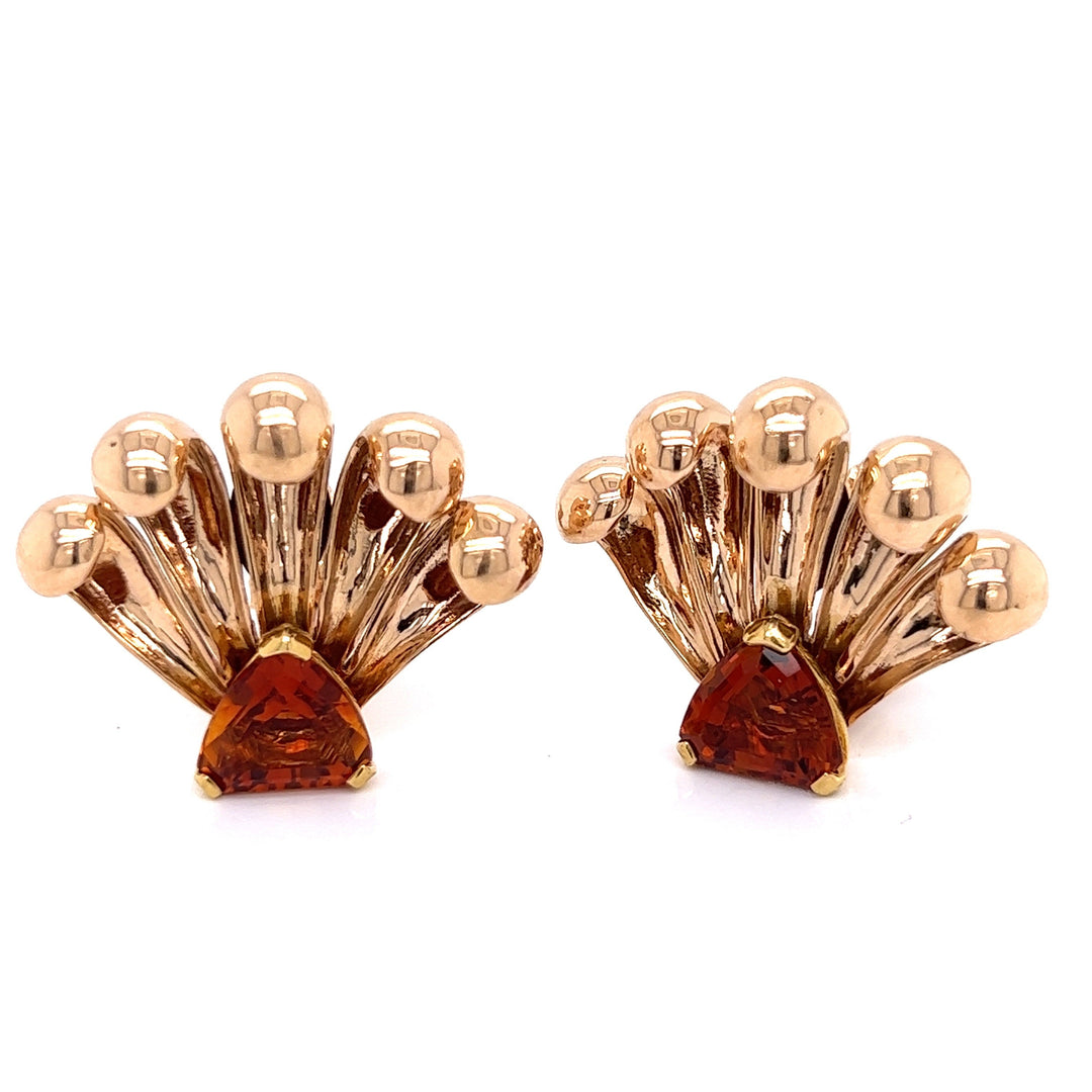 Retro 4.20 ctw. Citrine Fan Earrings