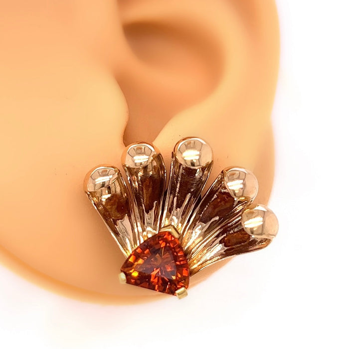 Retro 4.20 ctw. Citrine Fan Earrings