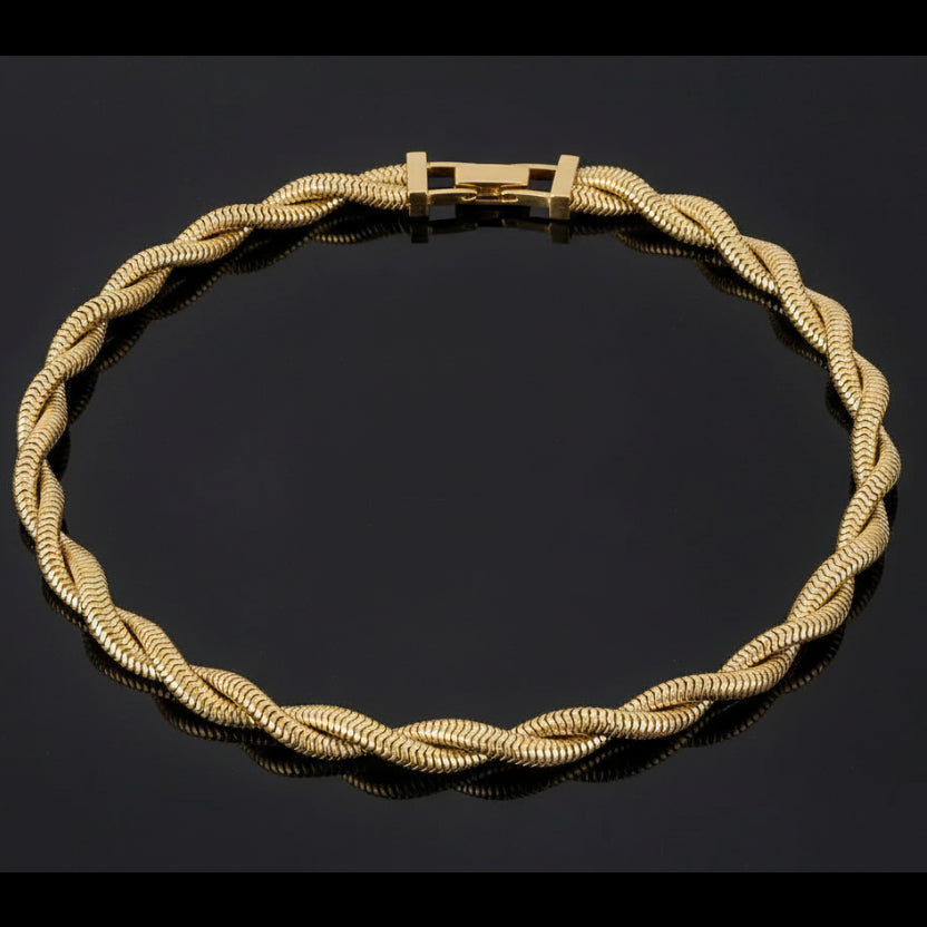 Estate Braided Tubogas 14K Yellow Gold Necklace