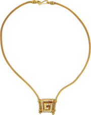 Greek Goddess 18k Yellow Gold and Diamond Greek Swirl Necklace
