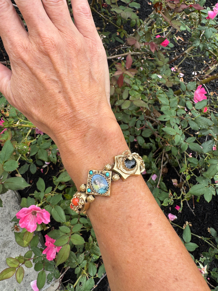 Amazing Victorian Vintage Slide Charm Bracelet