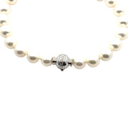 Estate Mikimoto Japanese Akoya Pearl and 18K White Gold Bracelet